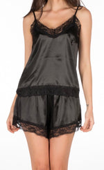 Ensemble caraco short satin noir