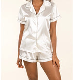 Ensemble satin blanc chemise et short