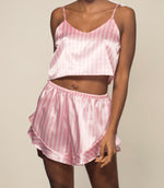 Ensemble pyjama caraco short en satin Rose