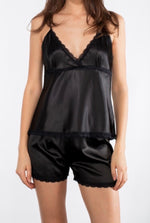 Ensemble caraco short satin noir