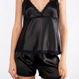 Ensemble caraco short satin noir