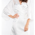 Kimono satin blanc dentelle